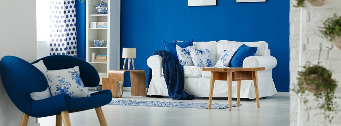 blue decor in a room